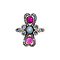 vintage Roségouden vintage prinsessen ring met robijn, diamant en parel 14 krt