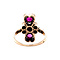 vintage Rose-gold vintage princess ring with ruby, diamond and pearl 14 kt