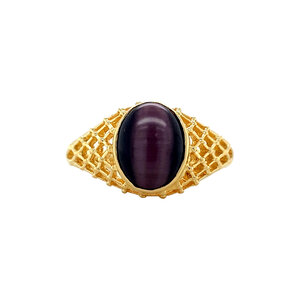 Gouden ring met kattenoog kleursteen 18 krt