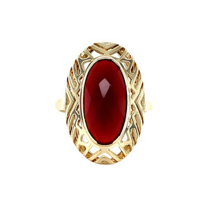 Gold ring with carnelian 14 kt