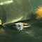 vintage Vintage entourage ring met topaas en diamant 9 krt