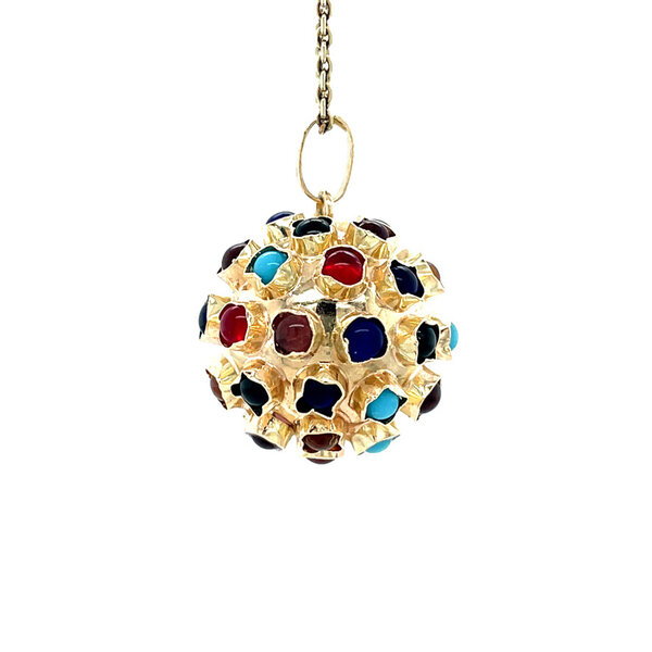 vintage Gold vintage sputnik pendant with colour stone 14 krt