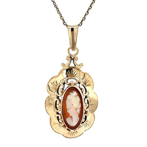 Gold pendant with cameo 14 krt