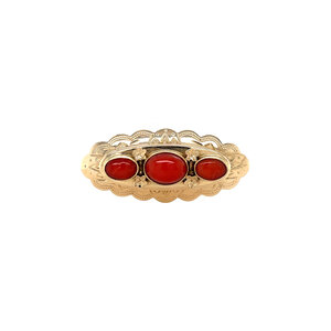 Gouden broche met bloedkoraal 14 krt