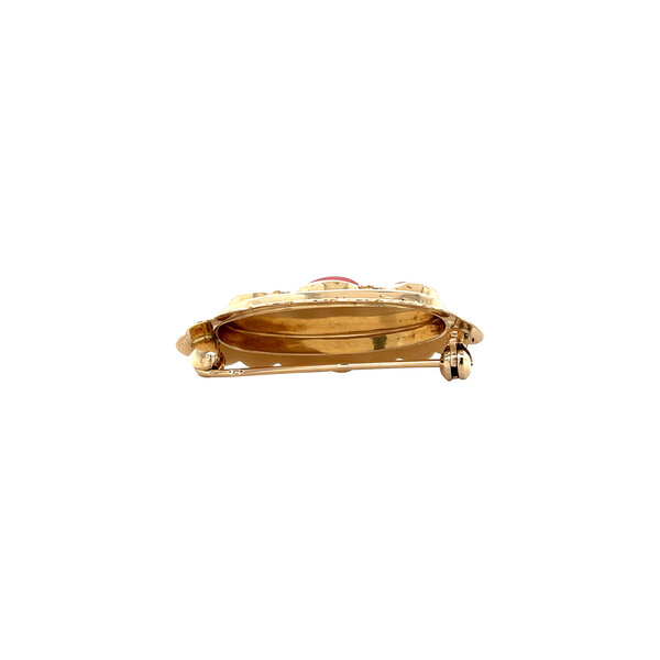 vintage Gouden vintage broche met bloedkoraal 14 krt