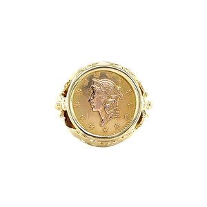 Gold coin ring 14 krt