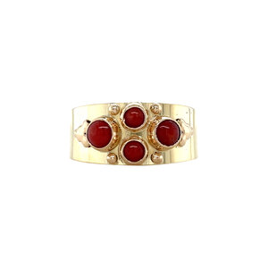 Gold ring with blood coral 14 krt