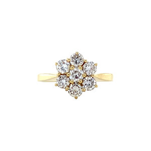 Gold entourage ring with diamond 14 carat