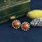 vintage Golden vintage stud earrings with blood coral 14 ct