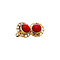 vintage Golden vintage stud earrings with blood coral 14 ct