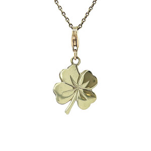 Gouden klavertje vier hanger 14 krt