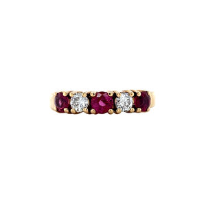 Gold ring with ruby and diamond 18 carat