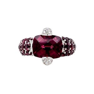 Witgouden ring met toermalijn en diamant 18 krt