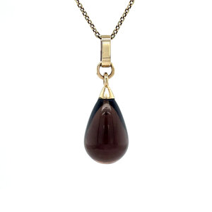 Gold pendant with smoky quartz 14 krt