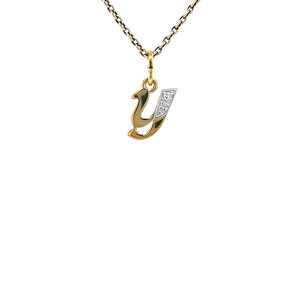 Gold letter Y pendant with diamonds 14 krt