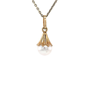 Gold pendant with pearl 14 krt