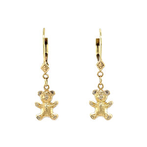 Gouden oorhangers met beer 14 krt