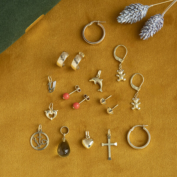 vintage Gouden vintage oorhangers met beer 14 krt