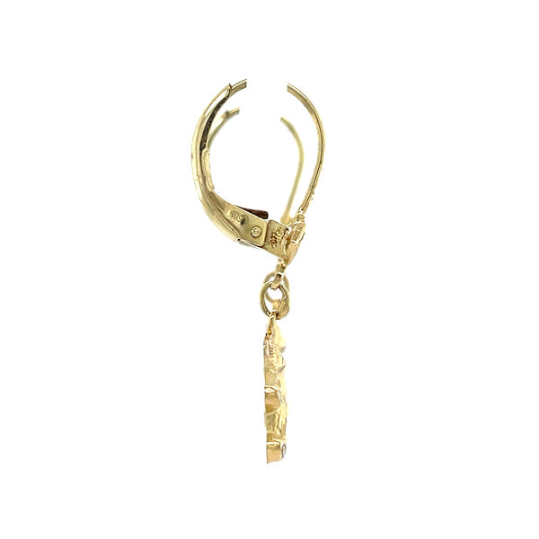 vintage Gouden vintage oorhangers met beer 14 krt