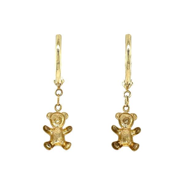 vintage Gouden vintage oorhangers met beer 14 krt