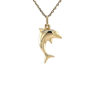 Gold dolphin pendant 14 krt