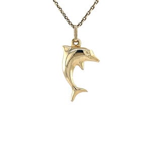 Gold dolphin pendant 14 kt