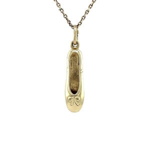 Gold ballet shoe pendant 14 kt