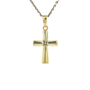 Gold cross pendant with diamond 14 krt