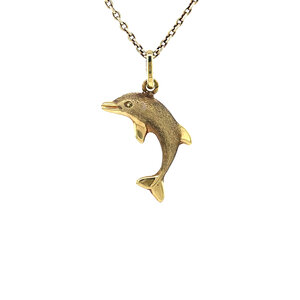 Gold dolphin pendant 14 krt