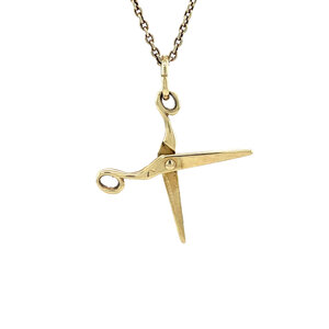 Gold scissors pendant 14 krt