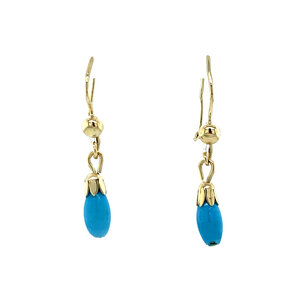 Gold earrings with colored stone 14 kt