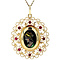 vintage Gold vintage pendant with enamel and colored stone 14 kt