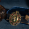 vintage Golden vintage pendant with enamel and coloured stone 14 carat