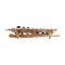 vintage Gouden vintage broche met granaat en parel 14 krt