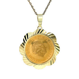 Gold coin pendant 14 carat