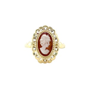 Gouden ring met camee 14 krt