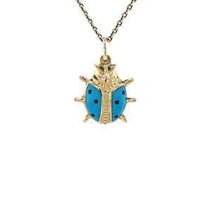 Gold ladybird pendant with enamel 14 ct