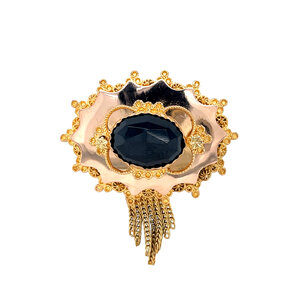 Gouden broche met granaat 14 krt
