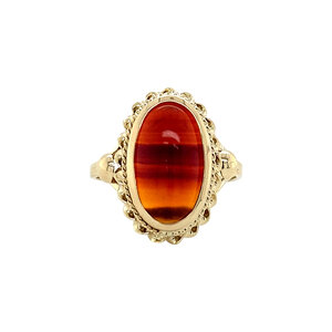 Gold ring with striped agate 14 kt