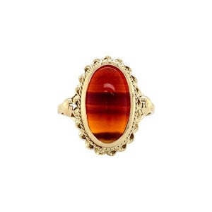 Gouden ring met streepagaat 14 krt
