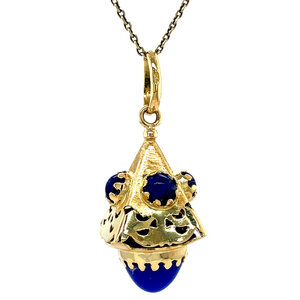 Gold pendant with chalcedony and coloured stone 18 ct