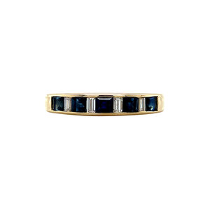 Gold ring with sapphire and diamond 18 ct