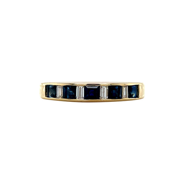 vintage Golden vintage memory ring with sapphire and diamond 18 ct