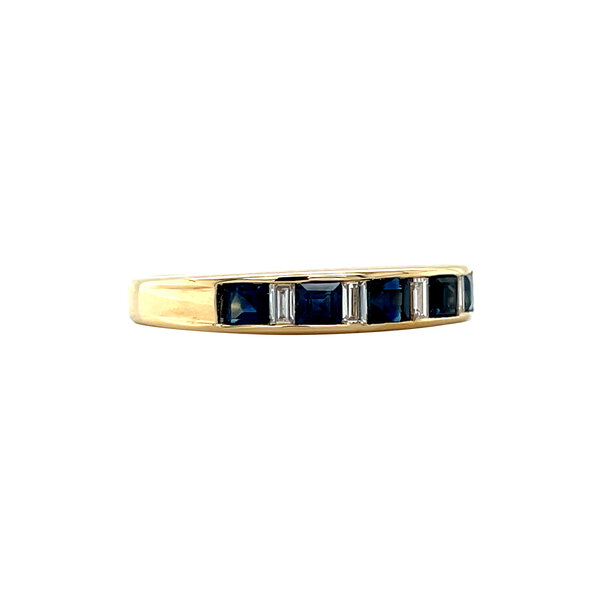 vintage Golden vintage memory ring with sapphire and diamond 18 ct