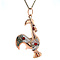 vintage Rose-golden vintage rooster pendant with enamel 18 kt