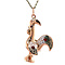 vintage Rose-golden vintage rooster pendant with enamel 18 kt
