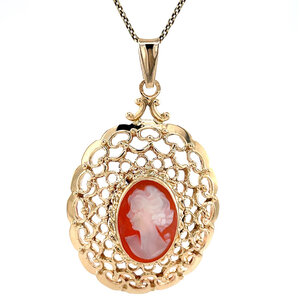 Gold pendant with cameo 14 ct