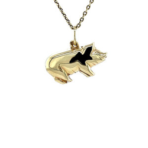 Gold pig pendant 14 carat