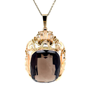 Gold pendant with smoky quartz 14 kt