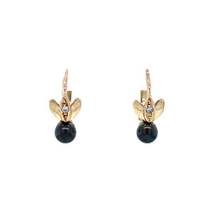 Gold earrings with pearl and zirconia 14 ct